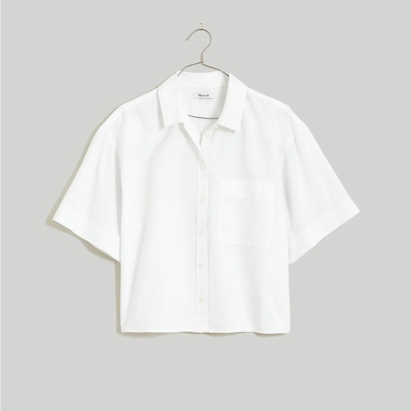 Madewell Cropped Utility Button-Up Shirt Eyelet White NWT Size Large - Picture 5 of 7